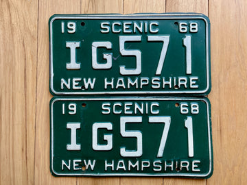 Pair of 1968 New Hampshire License Plates