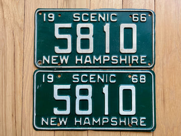 Pair of 1968 New Hampshire License Plates