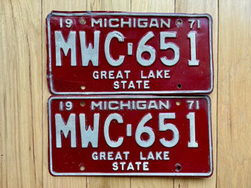 Pair of 1971 Michigan License Plates