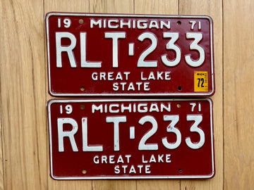 Pair of 1971/72 Michigan License Plates