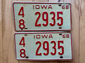 Pair of 1968 Iowa License Plates