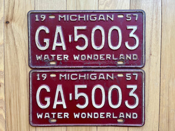 Pair of 1957 Michigan License Plates