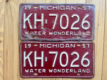 Pair of 1957 Michigan License Plates