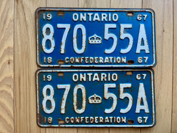 Pair of 1967 Ontario License Plates