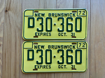 Pair of 1972 New Brunswick License Plates