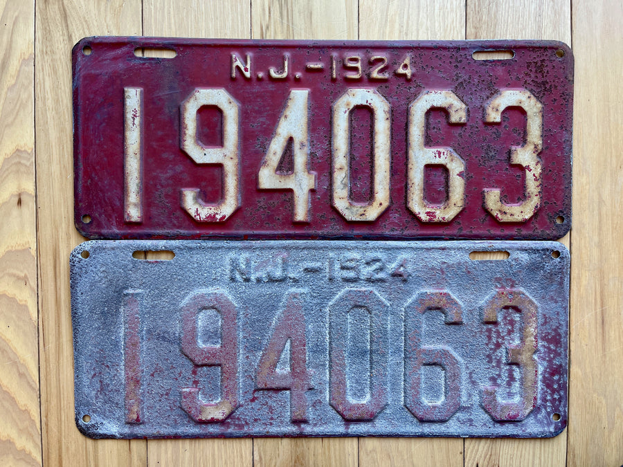 Pair of 1924 New Jersey License Plates