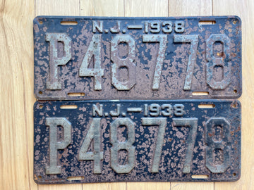 Pair of 1938 New Jersey License Plates
