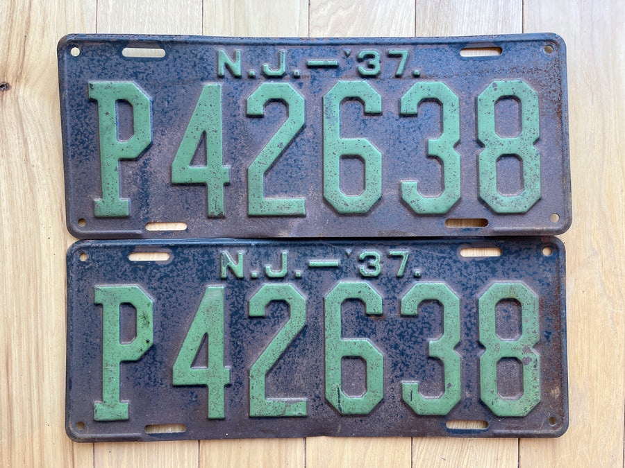 Pair of 1937 New Jersey Commercial License Plates