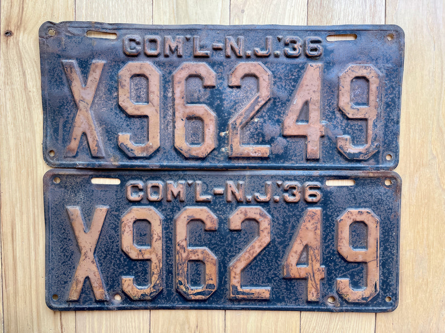 Pair of 1936 New Jersey Commercial License Plates