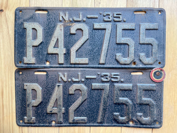 Pair of 1935 New Jersey License Plates