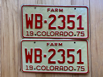 Pair of 1975 Colorado Farm License Plates