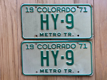 Pair of 1971 Colorado Metro Tr. License Plates