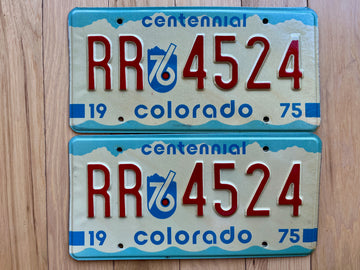 Pair of 1975 Colorado Centennial License Plates