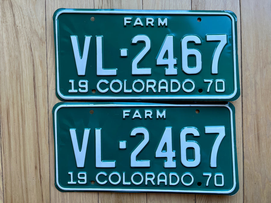 Pair of 1970 Colorado Farm License Plates