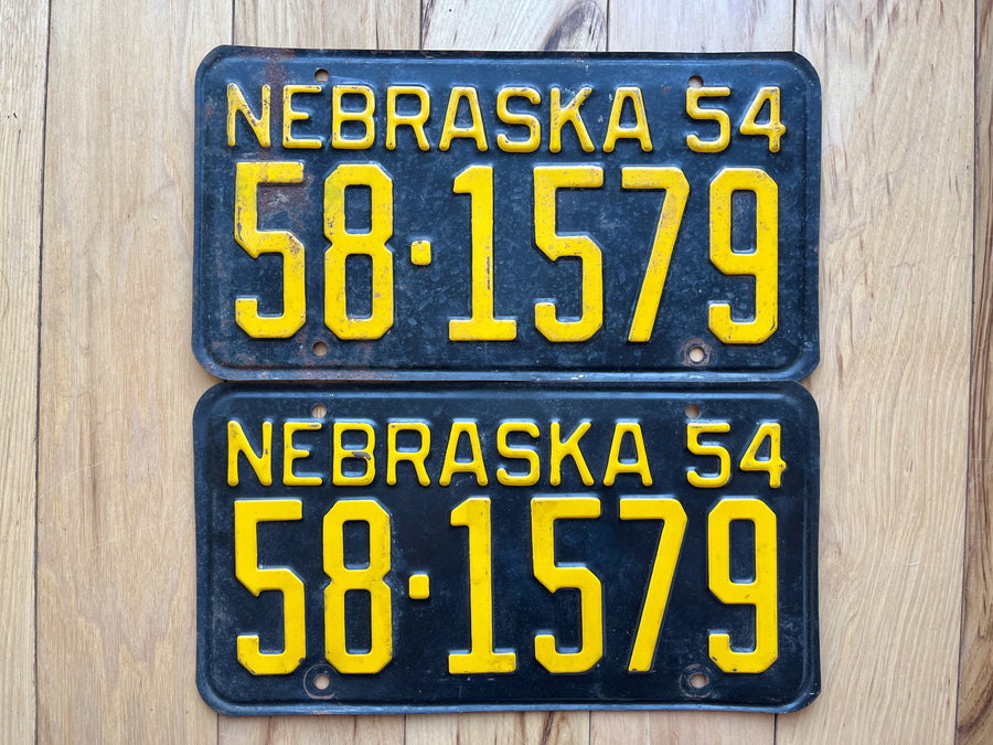 Pair of 1954 Nebraska License Plates