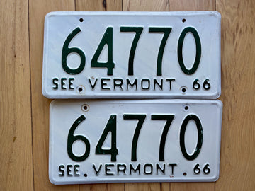 Pair of 1966 Vermont License Plates