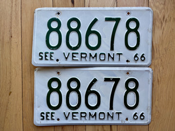 Pair of 1966 Vermont License Plates