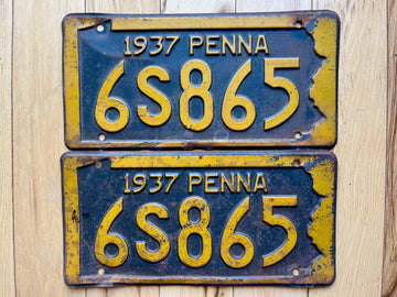 Pair of 1937 Pennsylvania License Plates
