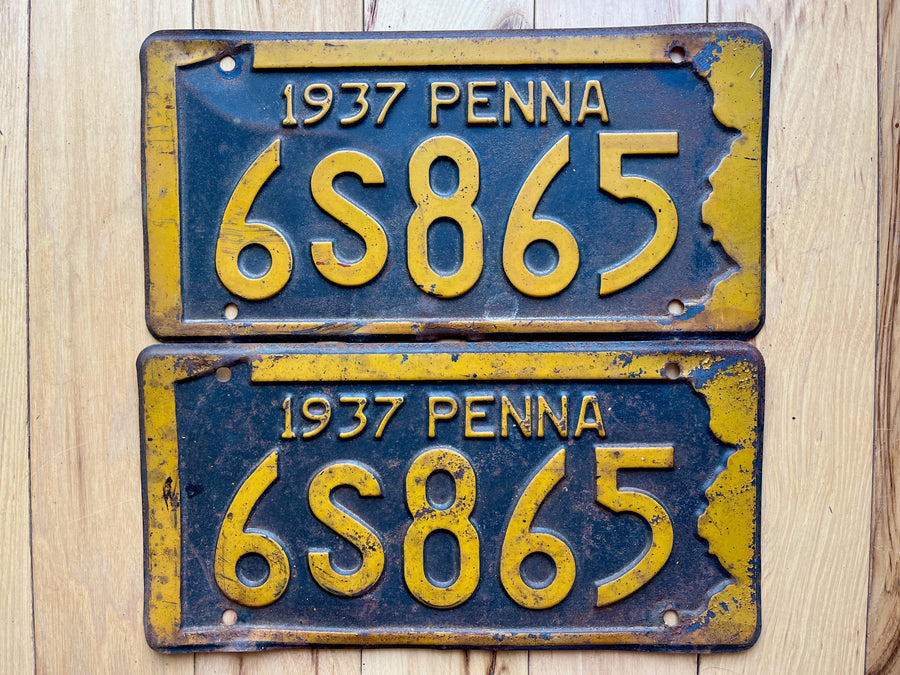 Pair of 1937 Pennsylvania License Plates