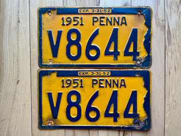 Pair of 1951/52 Pennsylvania License Plates