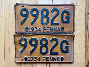 Pair of 1934 Pennsylvania License Plates