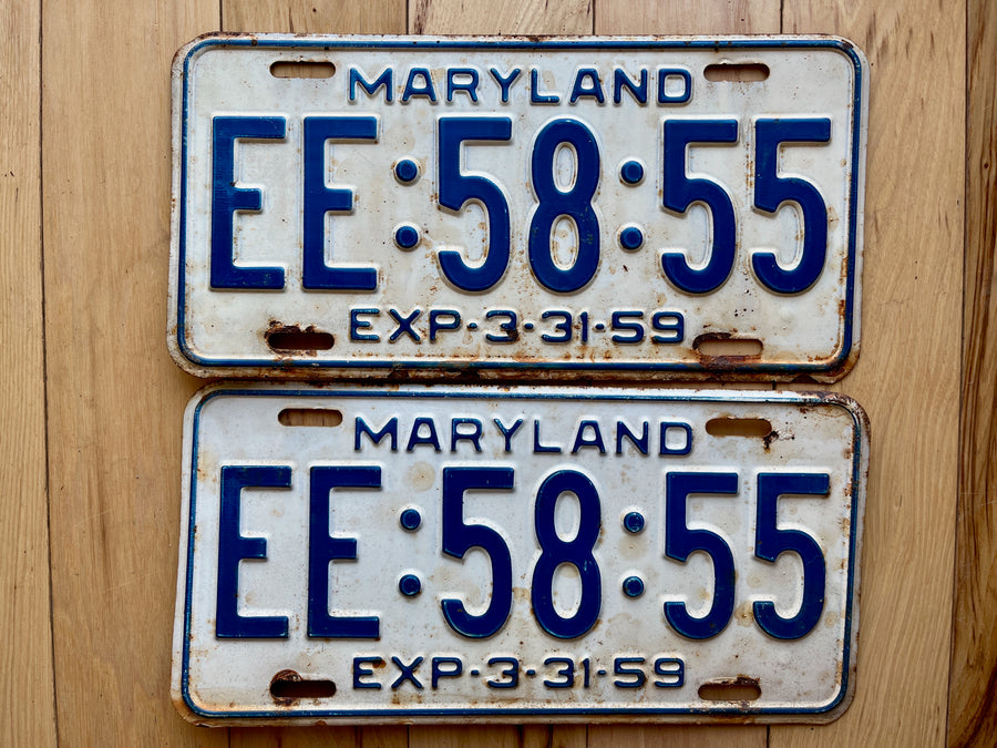 Pair of 1958 Maryland License Plates