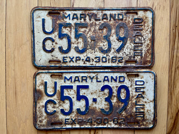 Pair of 1962 Maryland Dealer License Plates