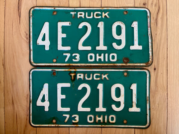 Pair of 1973 Ohio Truck License Plates