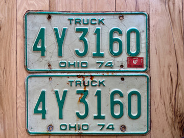 Pair of 1974/75 Ohio Truck License Plates
