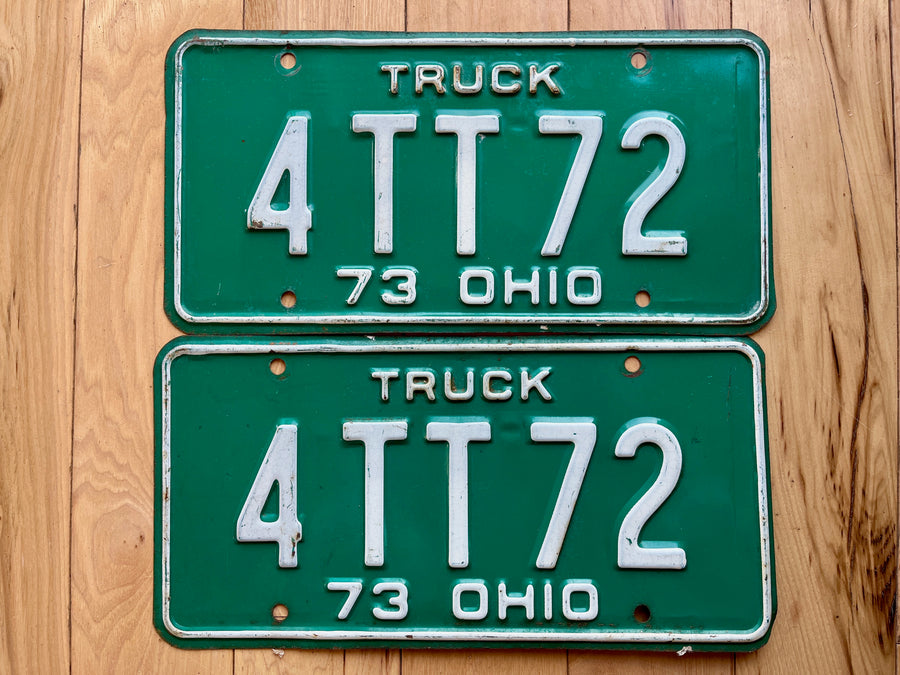 Pair of 1973 Ohio Truck License Plates
