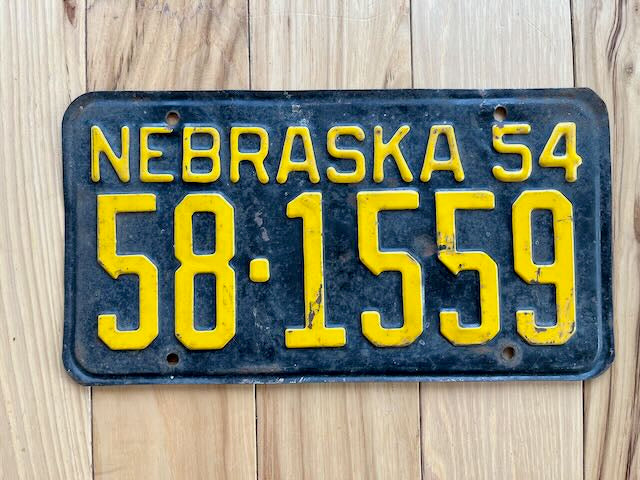 1954 Nebraska License Plate