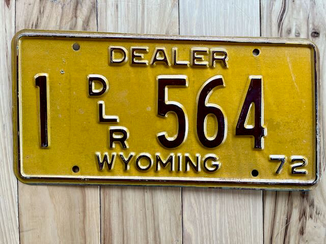 1972 Wyoming Dealer License Plate