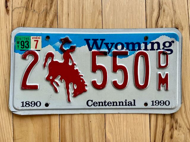 1993 Wyoming Centennial License Plate