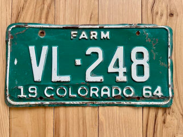 1964 Colorado Farm License Plate
