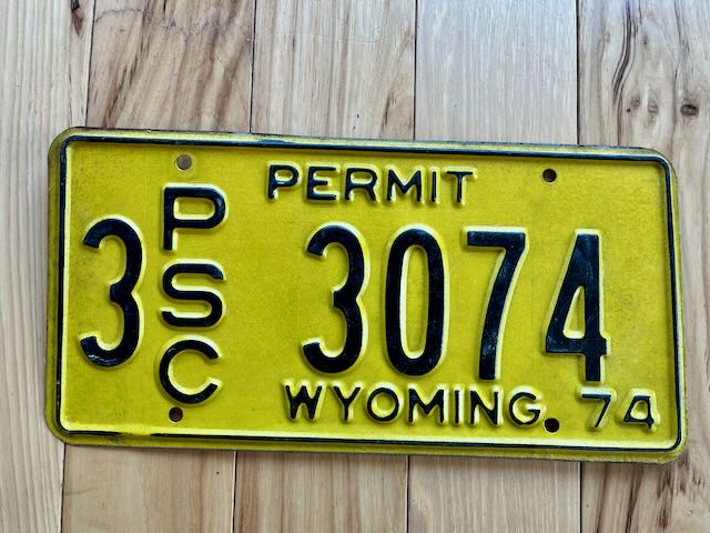 1974 Wyoming License Plate
