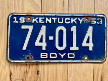 1963 Kentucky Boyd License Plate
