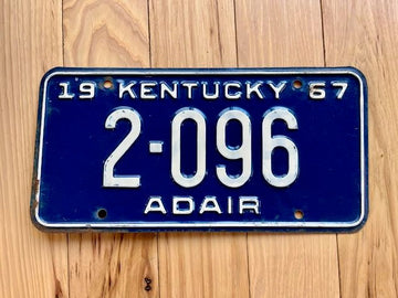 1967 Kentucky Adair License Plate