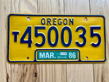 1986 Oregon License Plate