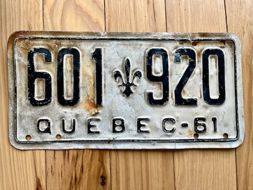 1961 Quebec License Plate