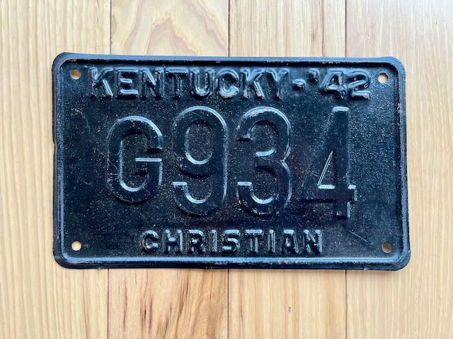 1942 Kentucky Christian License Plate