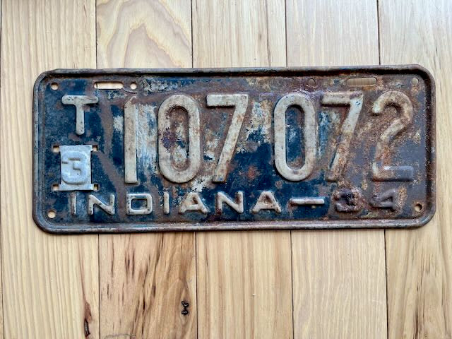 1934 Indiana License Plate