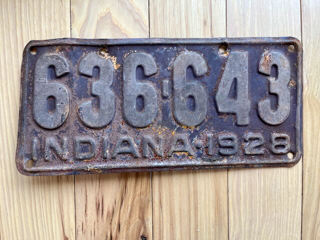1928 Indiana License Plate