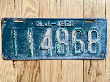 1921 New Jersey License Plate