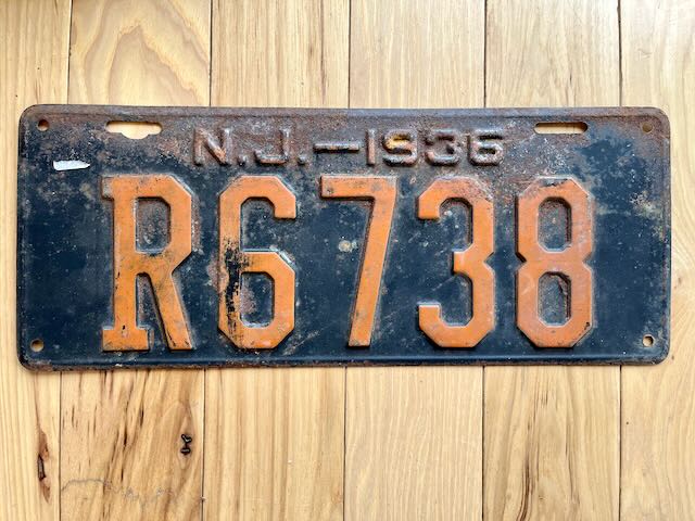 1936 New Jersey License Plate