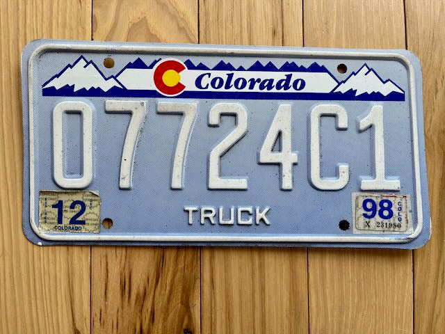 1998 Colorado Truck License Plate