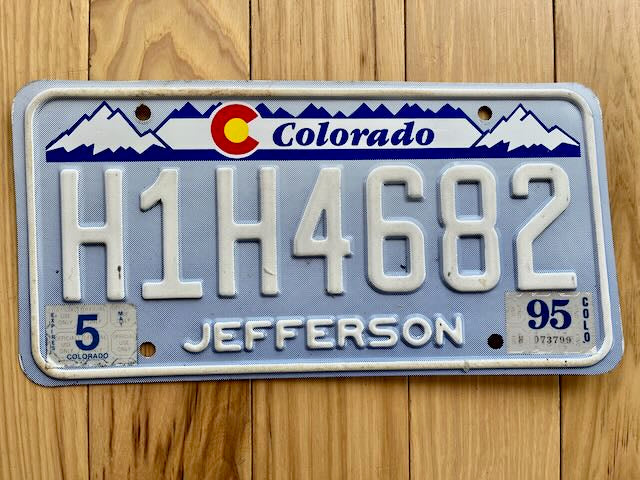 1995 Colorado Jefferson License Plate