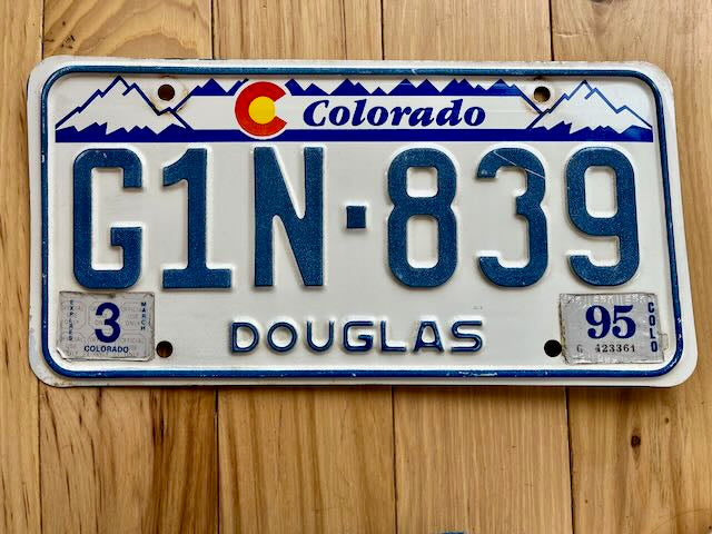 1995 Colorado Douglas License Plate