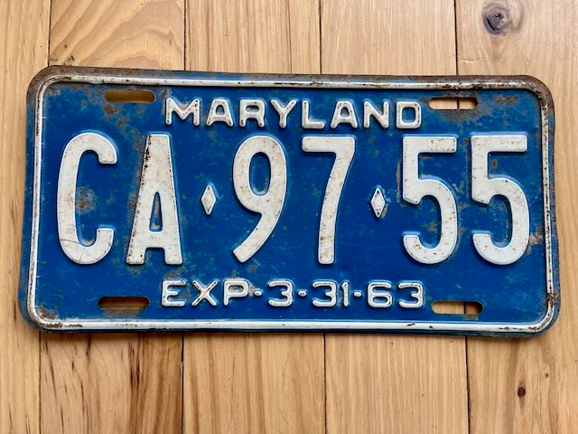 1963 Maryland License Plate