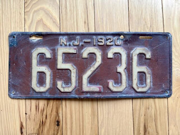 1920 New Jersey License Plate