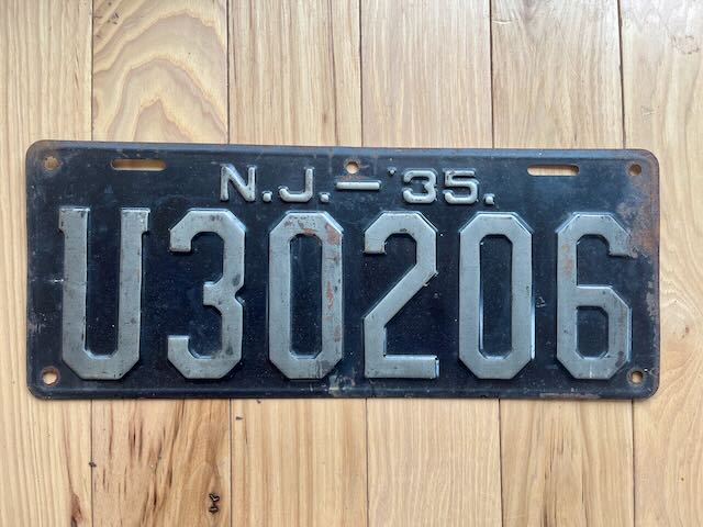 1935 New Jersey License Plate